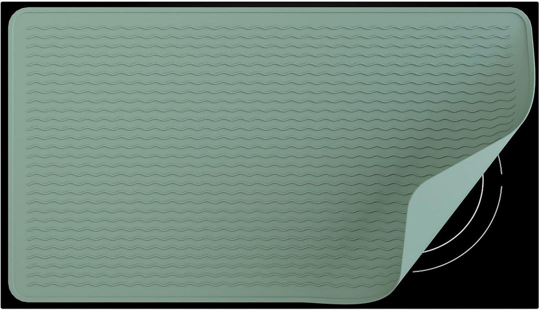 Stove Top Covers for Electric Stove, Food Grade Heavy Duty Silicone Glass Stove Top Cover Protector, Induction Cooktop Protector, Heat Resistant Range Ceramic Stove Top Covers Mat, Oven Cover (36" x 21" (Thickened), Green)