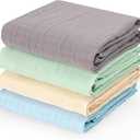 david's kids 4 Pack Baby Muslin Swaddle Blankets 47" x 47", 100% Cotton Swaddling Blankets Wrap for Boys Girls, Ultra Soft Breathable Receiving Blanket, New Born Essentials, Green&Grey&Blue&Beige
