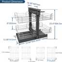 VADANIA Blind Corner Pull Out Organizer for 36" Cabinet, Left Open & Right Open Compatible, Min Opening 15", 2-tier Pull-out Basket, Soft Close, Bottom Mount