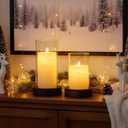 Ronasip Set of 2 Hurricane Candle Holders with Wood Base & Glass Cylinder (4.2x5.9 & 4.6x7.8) Rustic Wooden Candle Holders for Home Decor, Weddings, Table Centerpieces (2, Brown)