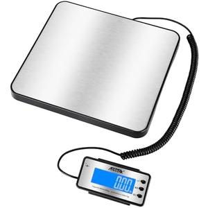 ACTECK Digital Shipping Postal Scale, 460 lb x1oz High Accuracy with Stainless Steel Platform, LCD Backlight, Four Reading Modes, Tare/Hold Function, Battery AC Adapter Incuded