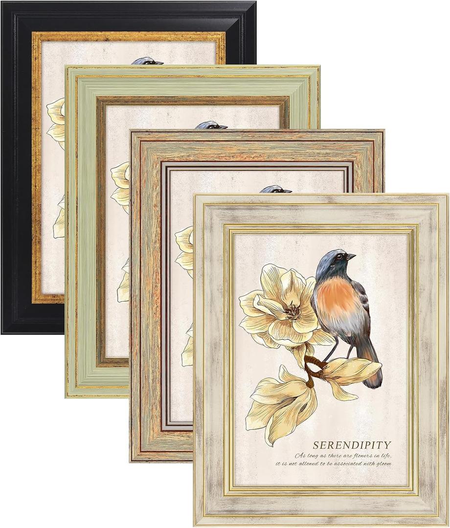 AAQ 4 Pack 4x6 Picture Frame - Picture Frames with HD Plastic Cover,Photo Frame for Wall & Tabletop Picture Frames (Multicolour)