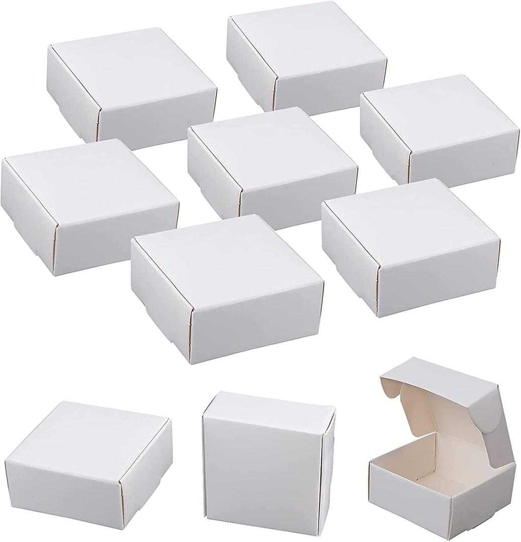 Sdootjewelry Small Gift Boxes, 1.57 x 1.57 x 0.98 inch, 100 Pack Kraft Ring Boxes, White