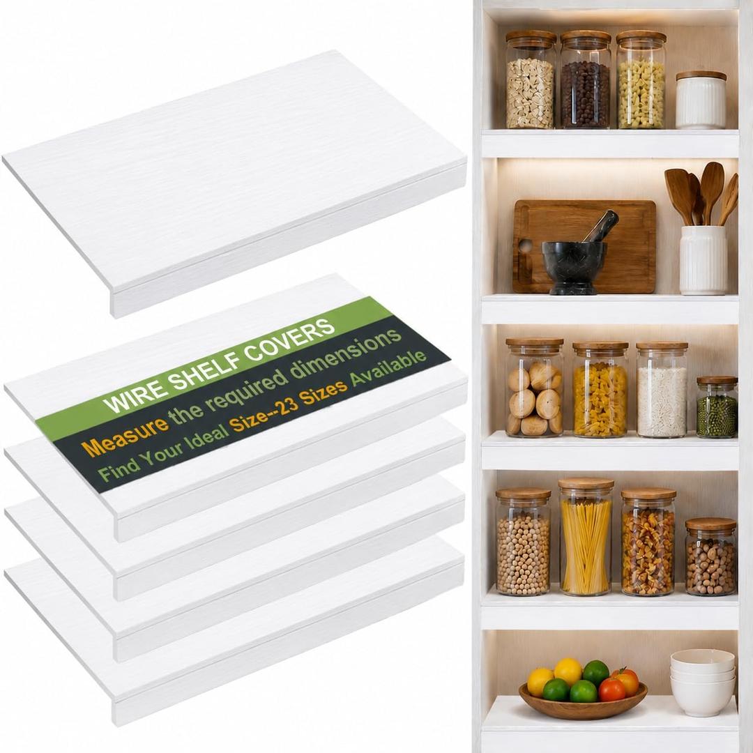 Wire Shelf Covers for Pantry, Tool-Free Wood Wire Rack Cover, 22 x 16 in, 22x16x2.6in