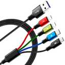 Multi Charging Cable, [2Pack 6Ft] 4 in 1 Braided Multi Fast Charging Cord, Multiple Charger USB Cable Adapter IP/Type C/Micro Port for Cell Phones,iPhone Series, Tablets, Samsung Galaxy, PS & More