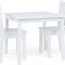 Humble Crew Kids Table and Chair Set, Toddler Activity Table with 2 Chairs for Play, Crafts, Snacks & Learning, Wooden Kids Furniture for Playroom & Bedroom, White