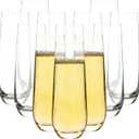 Stemless Champagne Flutes Set of 12, 10 oz Modern Clear Glasses for Champagne, Mimosas, Prosecco and Cocktails, Durable and Dishwasher Safe, Ideal for Weddings, Parties and Home (12 PCS)