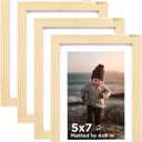 KINLINK 5x7 Picture Frame Wood Grain Set of 4, Wooden Photo Frames Matted 4x6 with Plexiglass for 4x6 with Mat or 5x7 without Mat for Table and Wall Display