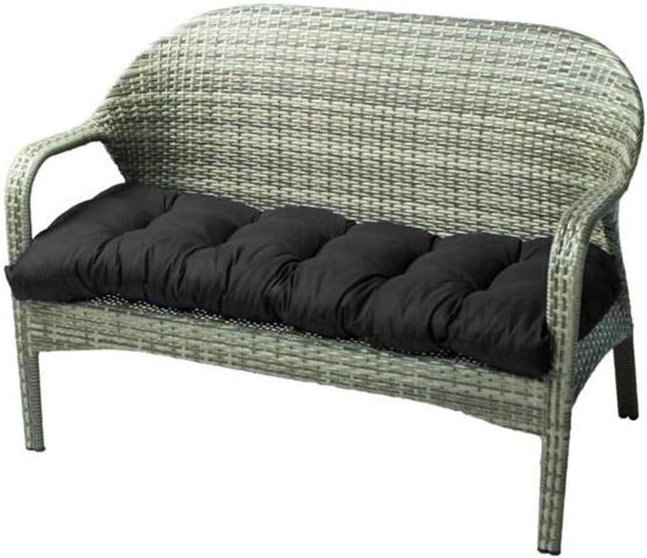 Indoor/Outdoor Bench Cushion Cotton Garden Furniture Loveseat Cushion, 51.2"x19.7" Patio Wicker Seat Cushions for Lounger Garden Furniture Patio Lounger Bench (Black)