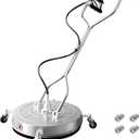 janz 24" Pressure Washer Surface Cleaner with 4 Wheels,Dual Handle,Stainless Steel Housing, 2 Hose Adapters and 4 Replacement Nozzles, Ideal for Cleaning Driveways, Sidewalks,Patios,Decks (24 Inch Silvery White)