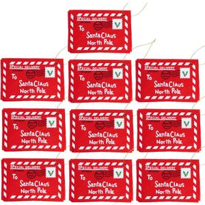 Sucrain 10 pcs Christmas Felt Envelopes Letter to Santa Claus Xmas Candy Gift Embroidered Bag Christmas Tree Ornament (10)