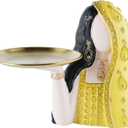 Ramadan Tray Eid Table Decorations Resin Women Figurines Home Decor Candy Dishes Decorative Key Tray Tabletop Decor for Ramadan Ornaments and Persian New Year Decorations, Yellow