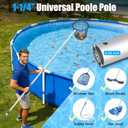 Professional 12 Foot Telescopic Aluminum Swimming Pool Pole - Attach Connect Skimmer Nets, Rakes, Brushes, Vacuum Heads Cleaning