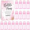 TrelaCo Bottle Chug Baby Shower Game 20 Pcs Baby Bottles Shower Favor with 1 Bear Theme Sign for Gender Reveal Party Supplies Gifts(Transparent Pink)