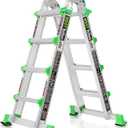 Ladder, Extension Ladders for Home Stairs 14 Ft, 4 Step Multi Position A Frame Ladder with Stabilizer Bar, Compact Folding, 330 lbs Telescopic Aluminum Adjustable Ladders, Escaleras para Casa