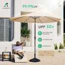 JEAREY 10FT Outdoor Patio Umbrella Outdoor Table Umbrella with Push Button Tilt and Crank, Market Umbrella 8 Sturdy Ribs UV Protection Waterproof for Pool, Garden (Beige)