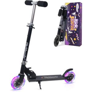 Nattork Scooter for Kids Ages 3-8  Kick Kids Scooters for Girls & Boys Light up Wheels Portable Lightweight Folding Design with Reducing System and Adjustable Height Handlebars and up to 110 Lbs (Navy Blue)