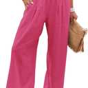 Angerella Womens Elastic High Waisted Palazzo Pants Casual Wide Leg Long Lounge Pant Trousers with Pocket (XX-Large, #1 Rose)