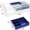 JUXYES Plastic Carry Storage Box with Removable Dividers, Clear Art Craft Supply Storage Bin Sewing Box with Handle Lid, 2 Layers Stationery Storage Case for School/Office Supplies