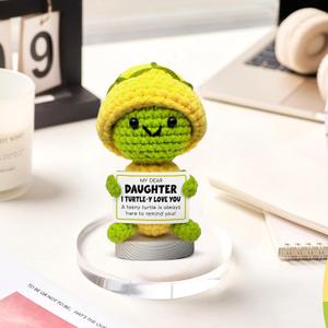 Gossby Positive Turtle Crochet with Emotional Message  My Dear Daughter I TurtleY Love You  Daughter Gift from Mom, Dad  Christmas, Graduation, Birthday Gift  Handmade Crochet Animal Decor
