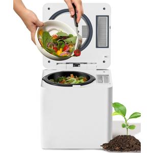 3L Electric Composter for Home, Kitchen Compost Bin for Countertop, Odorless/Auto-Clean/LED Display, One-Touch Composting to Handle Daily Household Food Waste.