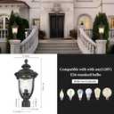 Outdoor Post Lights, Modern Exterior Lamp Posts Light Fixtures, Waterproof and Anti-Rust Aluminum Outside Pole Latern for Porch Patio Garden, Water Ripple Glass Lamp Shade, Black Finish