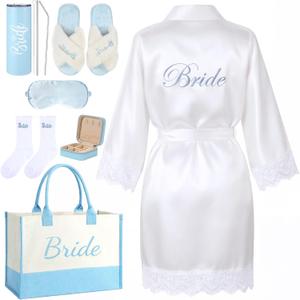 7pcs Something Blue Bride to Be Bridal Shower Box Gift,Classic Style,L