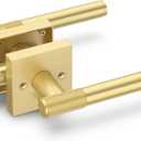 Asidrama 1 Pack Gold Privacy Door Handles, Door Lever with Door Knobs Indoor for Bedroom or Bathroom, Heavy Duty Door Handles Interior with Locks for Left Right Sided Doors