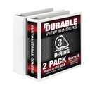 Samsill Durable 3 inch 3 Ring Binder, Made in USA, D Ring Binder, FSC 100% Recycled Chipboard, White, 2 Pack