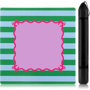 Dunzy 33'' x 33'' Mahjong Mat with Carrying Bag Non Slip Noise Reduction Gaming Mat Rubber Mahjong Table Cover Accessories Gifts for Poker Board Games Dominoes(Purple,Stripe)