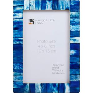 Handicrafts Home 4x6 Navy Blue Picture Frame  Handmade Photo Frame for Home Decor, Coastal Wall Decor, Modern Decor, Christmas & Winter Decor, Rustic Bone Inlay Frames Farmhouse Shelf & Living Room