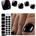 Gel Toenail Wraps Strips, Black Toenail Stickers Pedicure Strips Long Lasting Salon Quality Nail Wraps with Nail File & Wood Stick(UV/LED Lamp Required