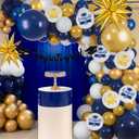 Graduation Balloon Arch Garland Kit 2025, 18" 10" Blue Gold Balloons with Congrats Grad Banner 32" 2025 Foil Balloons for Class of 2025 Party Decorations High School College Celebrations
