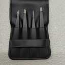 Pefei Tweezers Set - Professional Stainless Steel Tweezers for Eyebrows - Great Precision for Facial Hair, Splinter and Ingrown Hair Removal (Black)