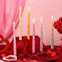 Treela 12 Pcs Valentine's Day Conversation Heart Candles 9.8 Inch Candy Heart Taper Candle Unscented Candlestick for Wedding Anniversary Home Party Supplies Restaurant Dining Table Decoration 6 Colors