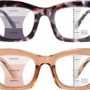 Progressive Reading Glasses for Women Oversized Spring Hinges Progressive Computer Readers Blue Light Blocking (Champagne + Grey Tortoise)
