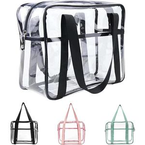 SxoSyo Clear Makeup Bags Large Travel Toiletry Bag for Women Transparent Bag Clear Cosmetic Bags with Handle Bathroom Organizer (black)