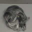 RENERSHOW Mid-length Grey Wavy Bob Wigs for Women Short Gray Curly Wig Synthetic Salt and Pepper Wigs Average Size Realistic Natural Daily Party Wigs for Older Women with Silver White Bangs(10-12inch)