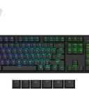 Keychron K10 QMK Wireless Mechanical Keyboard, Full Size 104 Keys Gaming Keyboard with Aluminum Frame, Pre-lubed Super Red Switch with RGB Backlits for Mac Windows, Red Switch 