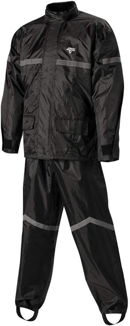 Nelson Rigg Stormrider Rain Suit; 100% Waterproof, Pants and Jacket Included with Reflective Striping (Black, Medium)