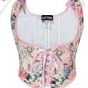 Scarlet Darkness Women's Underbust Corset Top Renaissance Medieval Lace-up Boned Fairycore Pirate Corsets (6, Pink Multi Floral)