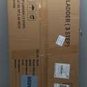 3 Step Lightweight Aluminum Folding Ladder, Portable Step Stool with Wide Anti-Slip Pedals, 330 lbs Capacity for Home,Cleaning TasksWhite&Woodgrain