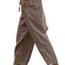 Acelitt Women Casual Lightweight Drawstring Elastic Waist Pants with Pockets, S-XXL (Khaki)