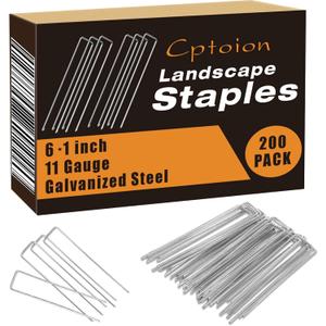 200 Pack Landscape Staples,6 Inch Garden Stakes,11 Gauge Galvanized Steel Garden Staples,Heavy Duty Yard Stakes,Fence Stakes for Securing Irrigation Tubing,Weed Barrier Fabric,Ground Cover