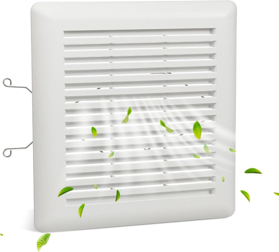 Canamax C350GN C350 S97017068 Bathroom Ventilation Fan Grille Cover with Springs, Replacement for Broan NuTone 695 696N 690 693 VC305C3N Wall-Mount Exhaust Fan, 8.75 x 9.125 Plastic White