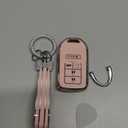 PIFOOG Pink Key Fob Cover for Honda Accord CRV Civic Pilot Passport Insight Accessories 5 Buttons Car Keys Case Shell Protector Full Covers Bling Keychain Women Girly Cute TPU