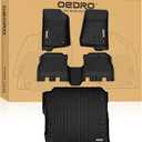 OEDRO Floor Mats Fit for 2018-2025 2026 Jeep Wrangler JL Unlimited 4-Door W/O Subwoofer (Not Fit for JK & 4XE), Custom Fit TPE All Weather Car Mats Full Set, 1st and 2nd Row & Cargo Liner, Black