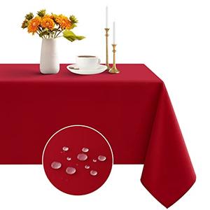 Romanstile Christmas Rectangle Tablecloth - Waterproof and Wrinkle Resistant Washable Polyester Table Cloth for Kitchen Dining/Party/Wedding Indoor and Outdoor Use (60 x 84 inch, Red)