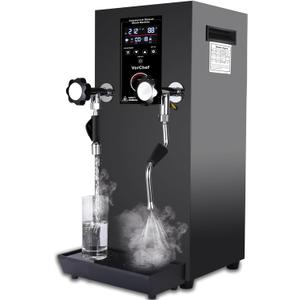 Commercial Milk Frother, 2500W 110V Automatic Steam Boiling Water Machine Electric Steam Milk Frothing Machine Espresso Coffee Milk Foam Machine Steamer with LED Display for Coffee Tea Shop, Upgrated