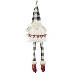 Mud Pie Christmas Buffalo Check Dangle Leg Gnome, Jolly 19" x 6"
